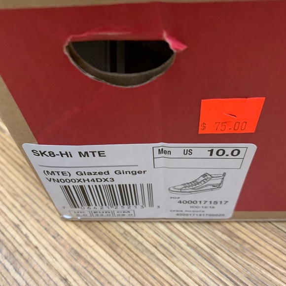 New NWT Vans Sk8 Hi Mte glazed Ginger Never Worn - Picture 6 of 6